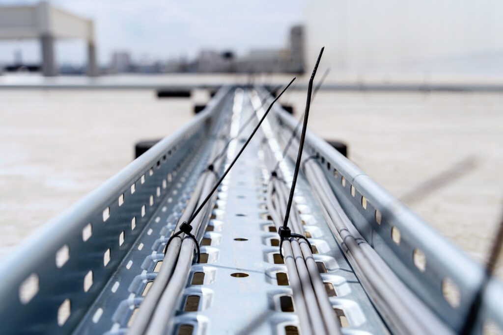 an example of metal fabricated cable trays for the telecommunication sector